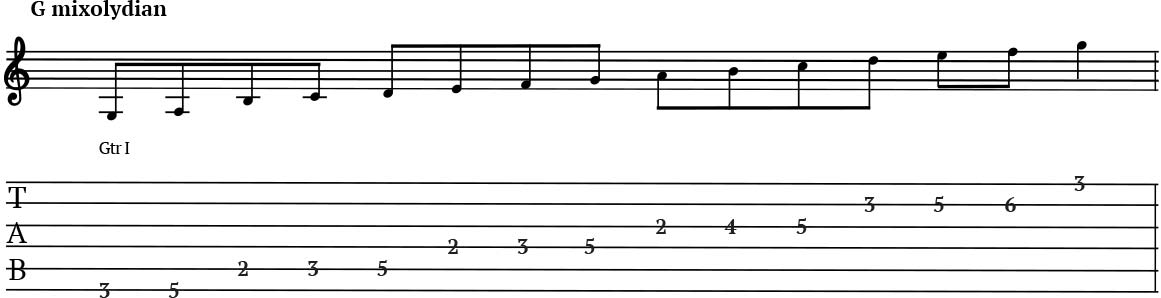 G mixolydian scale